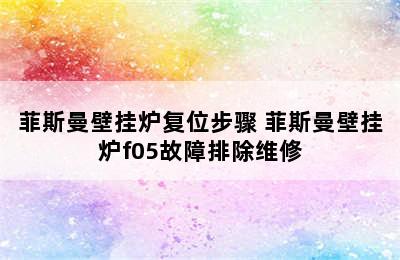 菲斯曼壁挂炉复位步骤 菲斯曼壁挂炉f05故障排除维修